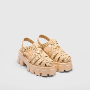 Prada Monolith Crochet Sandals